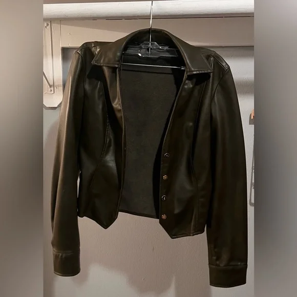 Zara Dark Brown Leather Jacket - Picture 1 of 2
